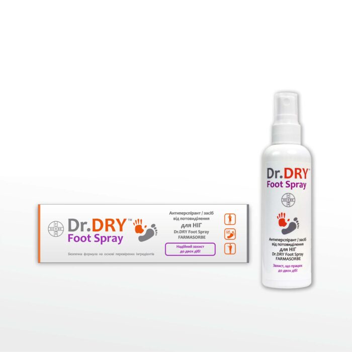 Антиперспірант/засіб від потовиділення для НІГ Dr.DRY Foot Spray FARMASORBE - Зображення 2